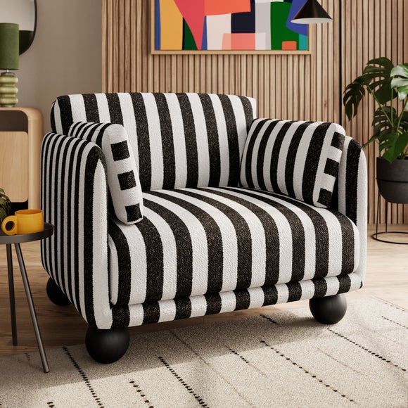 Click to view product details and reviews for Armitage Boucle Stripe Snuggle Chair With Ball Feet. Click to view product details and reviews for Armitage Boucle Stripe Snuggle Chair With Ball Feet.
