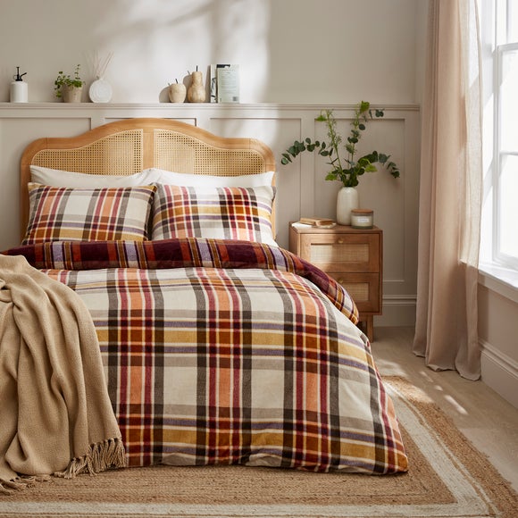 Timeless Check Fleece Duvet Cover and Pillowcase Set