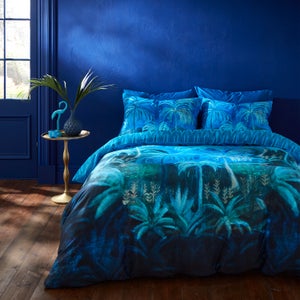 Matthew Williamson Midnight Palms 100 Cotton Reversible Duvet Cover & Pillowcase Set
