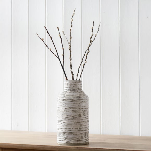 View Alina White Stoneware Dot Vase View Alina White Stoneware Dot Vase