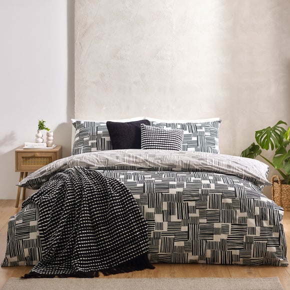 Catherine Lansfield Blocks Reversible Duvet Cover Pillowcase Set