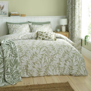 Catherine Lansfield Sorrel Leaves Reversible Duvet Cover & Pillowcase Set