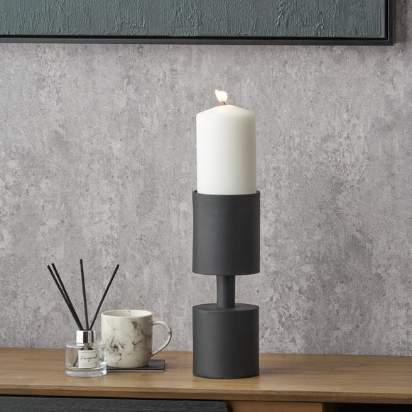 Matt Black Pillar Candle Holder