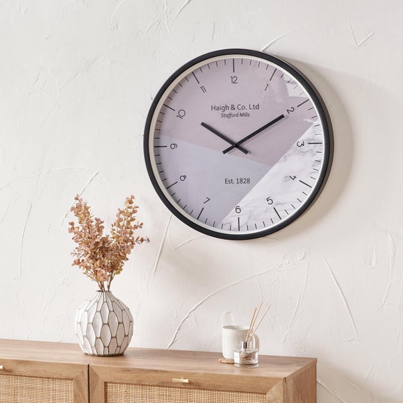 Geometric Marble Print Wall Clock