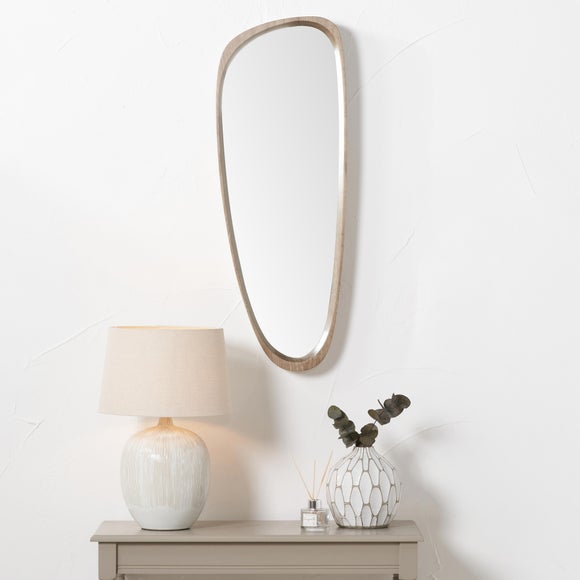 Wood Veneer Teardrop Wall Mirror