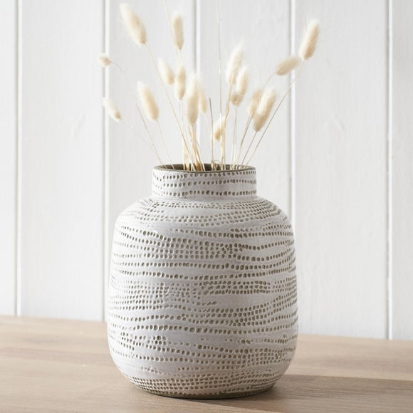 Alina White Stoneware Dot Vase