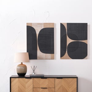 Set Of 2 Wooden Textured Wall Art
