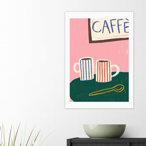East End Prints Striped Caffe Mugs Print