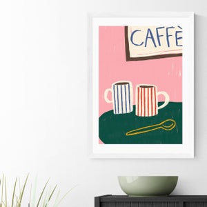 East End Prints Striped Caffe Mugs Print