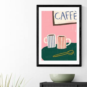 East End Prints Striped Caffe Mugs Print