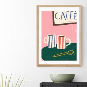 East End Prints Striped Caffe Mugs Print