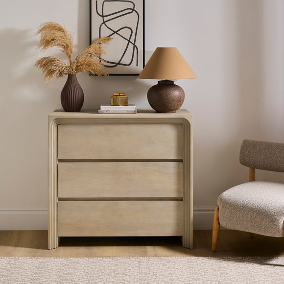 Click to view product details and reviews for Romy Wide 3 Drawer Chest Mango Wood.