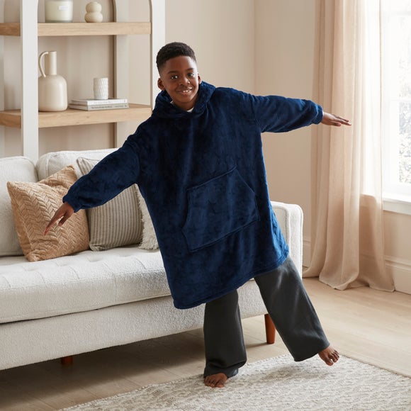 Kids Navy Star Oversized Hoodie