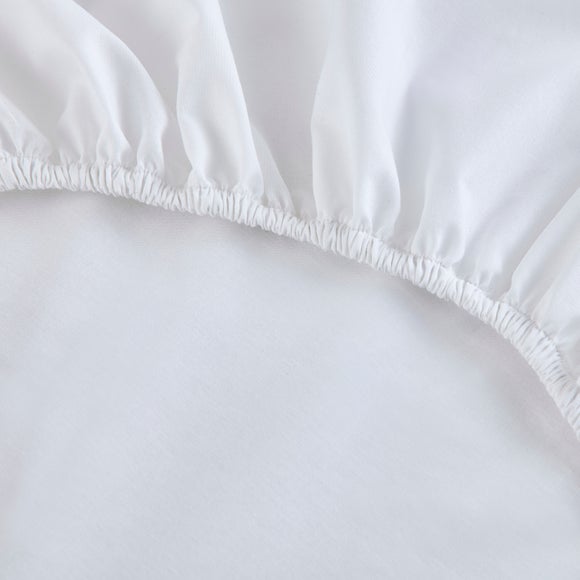 100% Cotton 28cm Fitted Sheet White undefined
