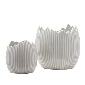 Eggs-traordinary Gift Co. Set Of 2 Ceramic Egg Shell Plant Pots