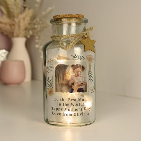 Click to view product details and reviews for Personalised Wild Flowers Photo Upload Led Light Up Jar.