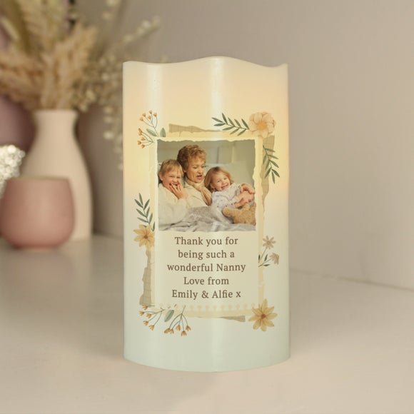Click to view product details and reviews for Personalised Wild Flowers Photo Upload Led Candle.