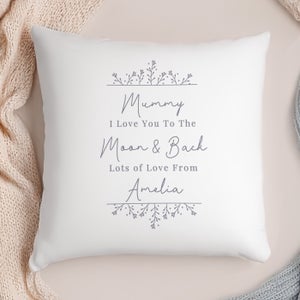 Personalised Grey Floral Square Cushion