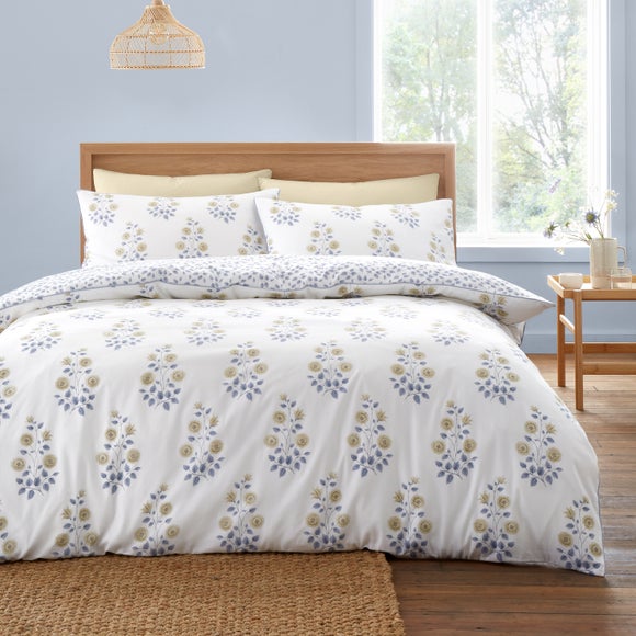 Bianca Eloise Floral 100% Cotton Reversible Duvet Cover & Pillowcase Set