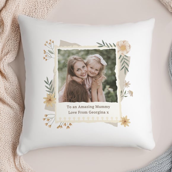 Click to view product details and reviews for Personalised Wild Flowers Photo Upload Square Cushion.