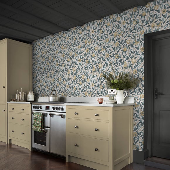 View William Morris At Home Bird Pomegranate Cloudy Blues Wallpaper View William Morris At Home Bird Pomegranate Cloudy Blues Wallpaper
