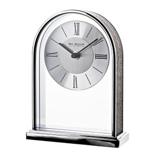 Widdop Chrome & Wood Veneer Mantel Clock