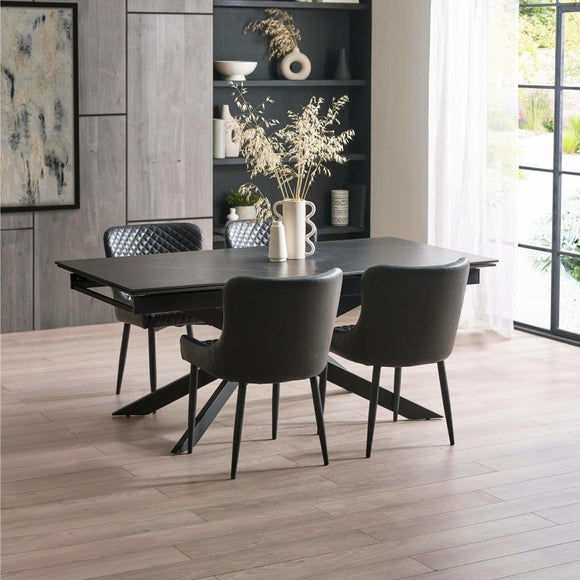 Osaka 4 6 Seater Extendable Dining Table Marble Effect