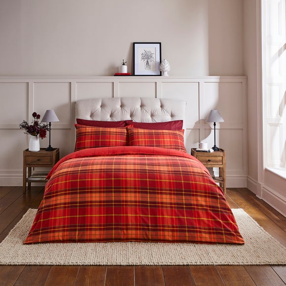 Dorma Yarn Dyed Check 100% Brushed Cotton Duvet Cover & Pillowcase Set