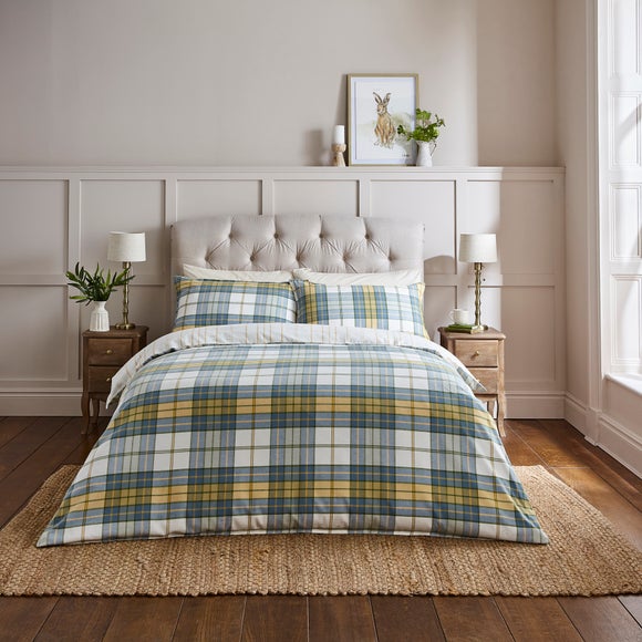 Dorma Yarn Dyed Check 100% Brushed Cotton Duvet Cover & Pillowcase Set