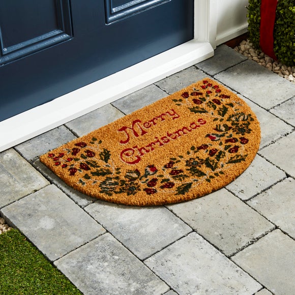 Click to view product details and reviews for Merry Christmas Half Moon Coir Outdoor Doormat.