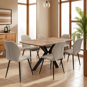 Hampton Rectangular 6 Seater Dining Table- Brown