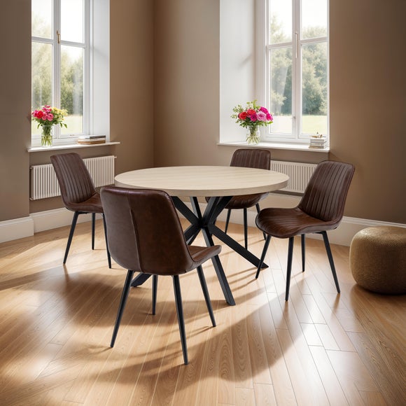 View Dalton Round 4 Seater Dining Table- Brown View Dalton Round 4 Seater Dining Table- Brown