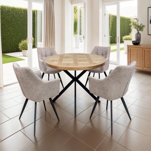 Carson Round 4 Seater Dining Table- Brown