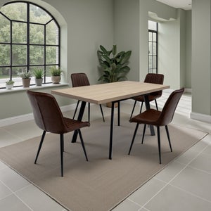 Dalton 4-6 Seater Small Extendable Dining Table- Brown