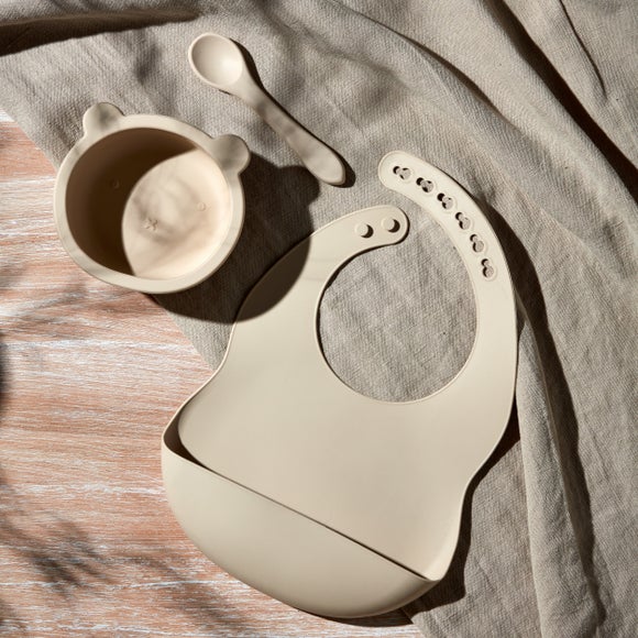 Bambino Baby & Toddler Silicone Bib, Bowl and Spoon Feeding Set