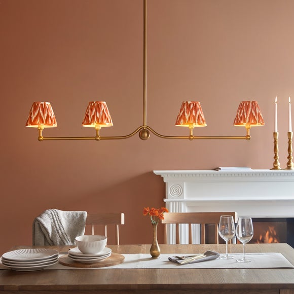 Vogue Javier 4 Light Adjustable Diner Light With Orange Zigzag Lamp Shades