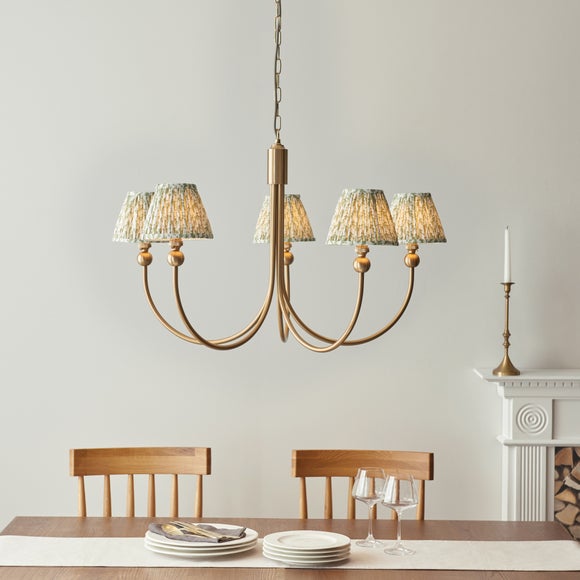 Click to view product details and reviews for Vogue Javier 5 Light Adjustable Curve Pendant Light With Green Leaf Lamp Shades.