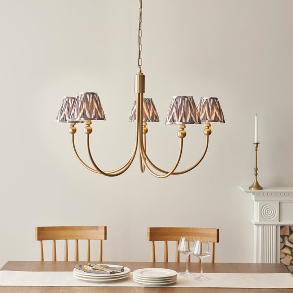 Vogue Javier 5 Light Adjustable Curve Pendant Light With Grey Zigzag Lamp Shades