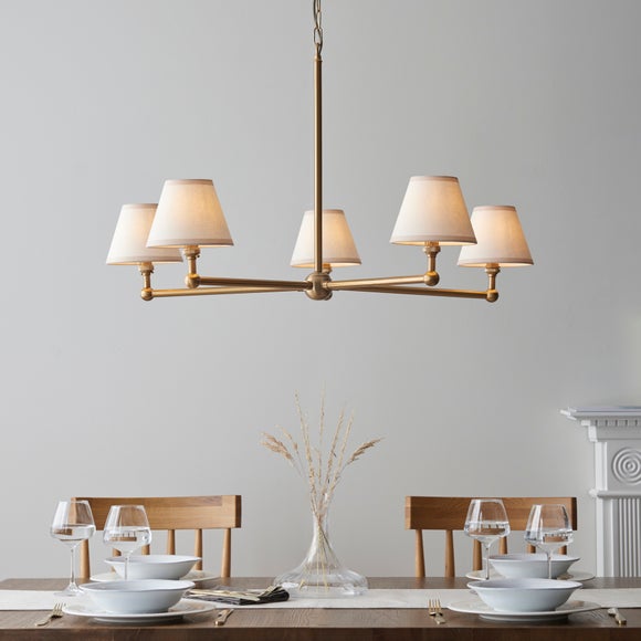 Click to view product details and reviews for Vogue Javier 5 Light Adjustable Pendant Light With White Vintage Lamp Shades.