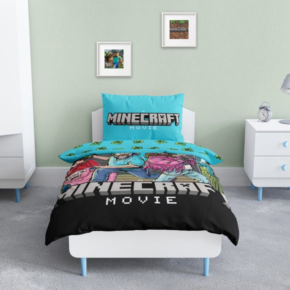 Minecraft Movie Squad Polycotton Single Duvet Cover Pillowcase Set