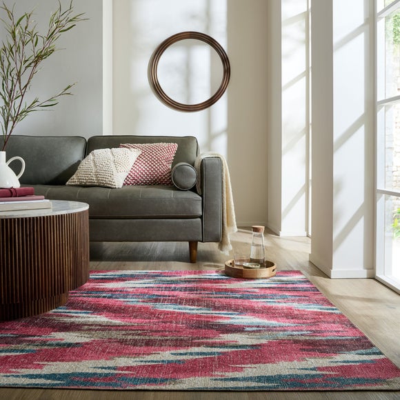 Ikat Abstract Washable Rug