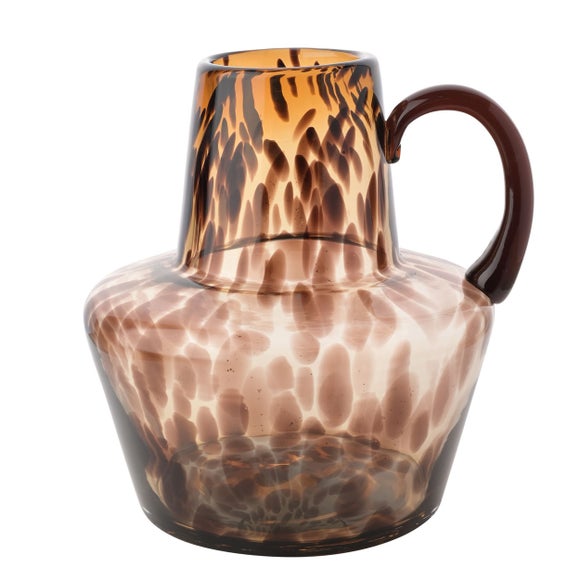 Hestia Tortoise Shell Glass Jug Vase With Handle