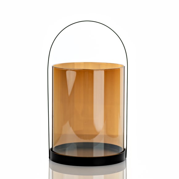 Hestia Metal And Amber Glass Lantern