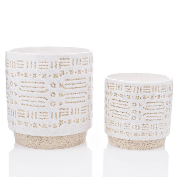 Hestia Set Of 2 Textured Ceramic Plant Pots