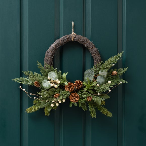 Click to view product details and reviews for Artificial Real Touch Mistletoe Pinecone Half Wreath. Click to view product details and reviews for Artificial Real Touch Mistletoe Pinecone Half Wreath.