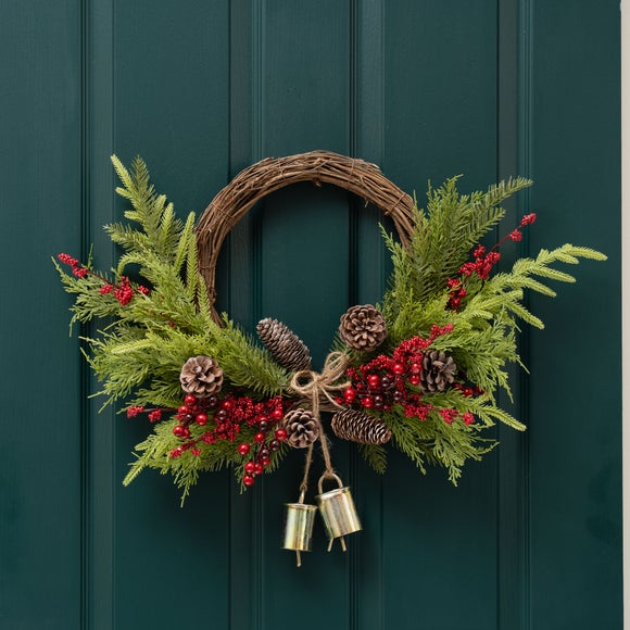 Click to view product details and reviews for Artificial Real Touch Half Wreath With Bells. Click to view product details and reviews for Artificial Real Touch Half Wreath With Bells.
