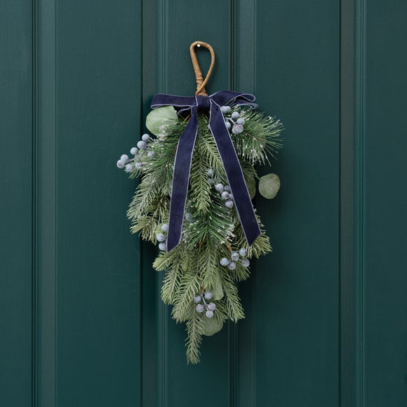 View Artificial Swag With Berries & Navy Velvet Bow View Artificial Swag With Berries & Navy Velvet Bow