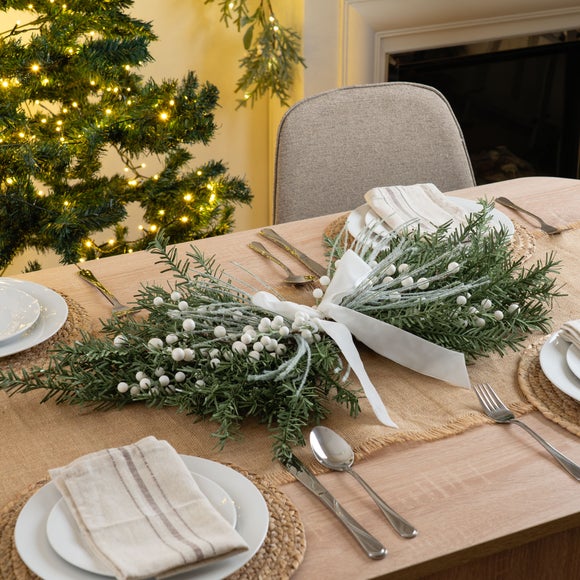 Large Artificial Table Centrepiece Swag with White Velvet Bow