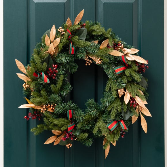 Artificial Traditional Wreath with Gold Leaves