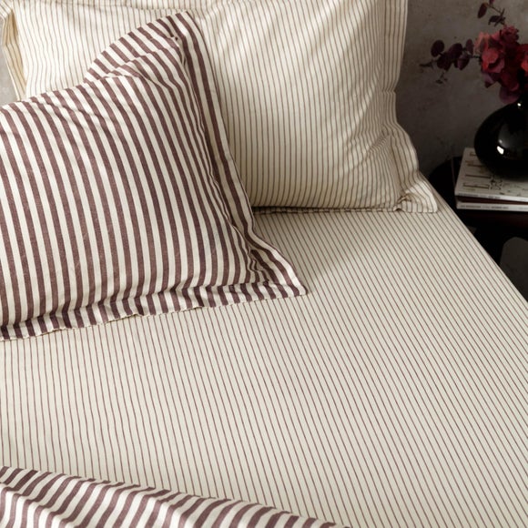 Photos - Bed Linen Hebden Narrow Stripe Cotton Fitted Sheet